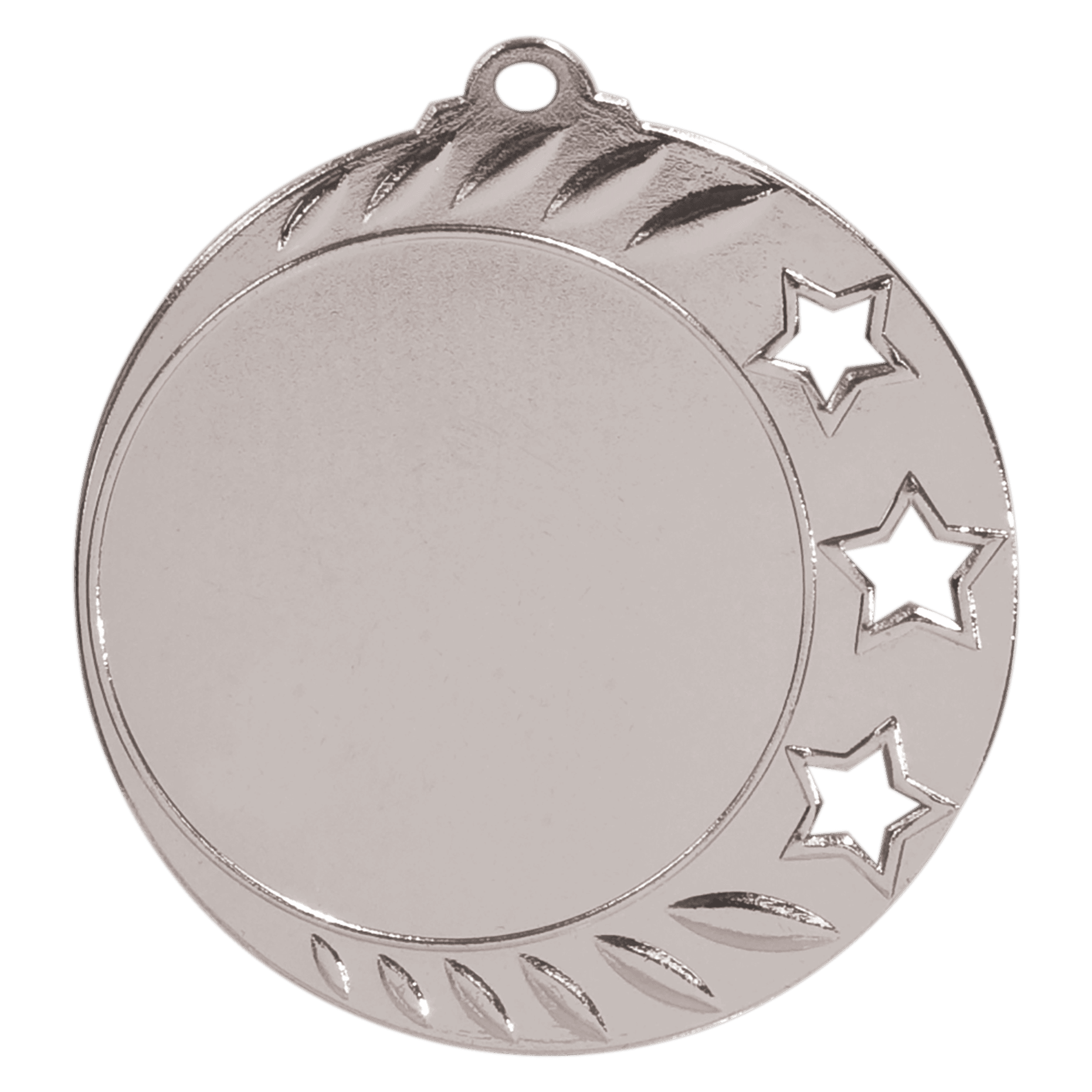 Bright Silver 2 3/4" 3-Star 2" Insert Holder Medal