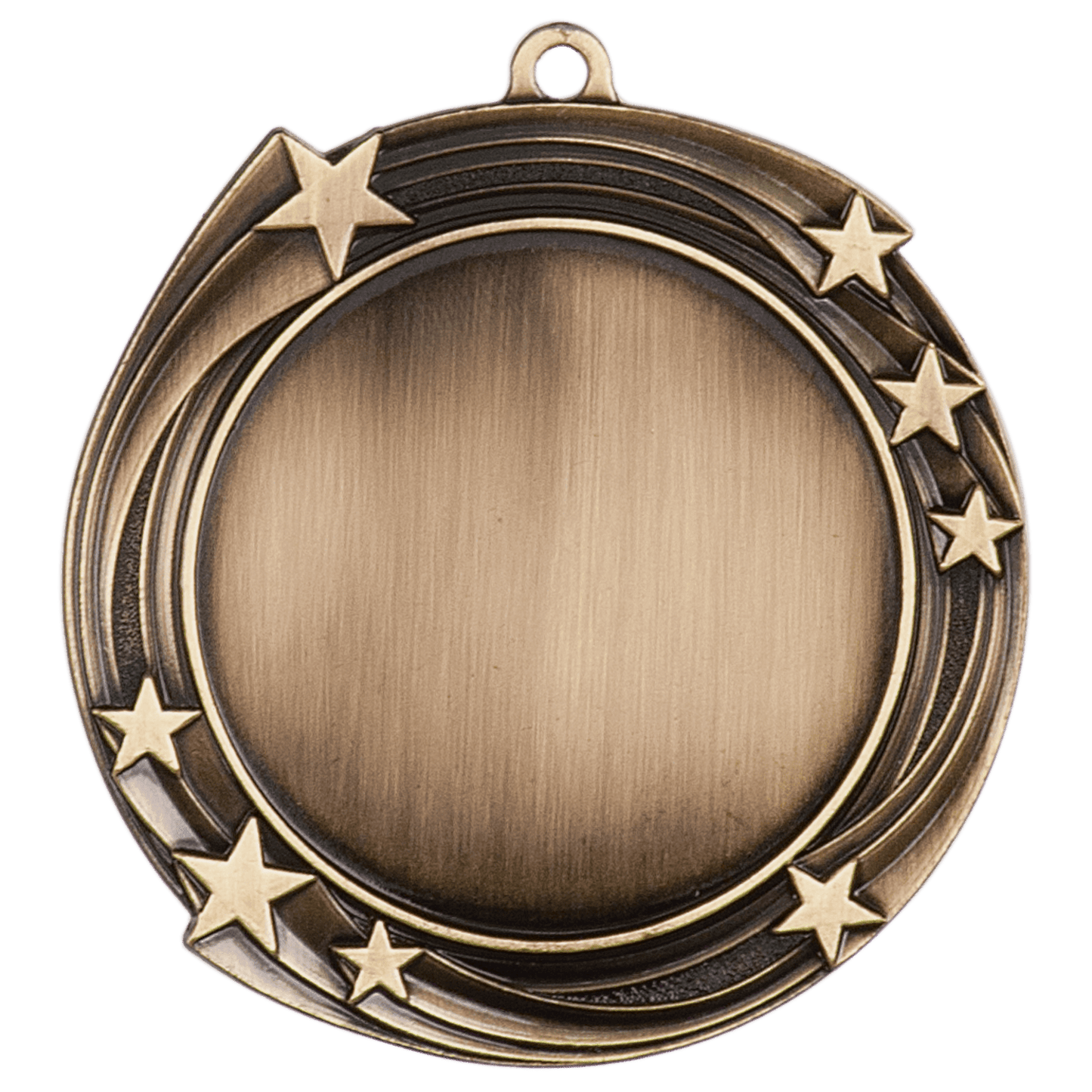 Antique Gold 2 3/4" Swirling Star 2" Insert Holder Medal
