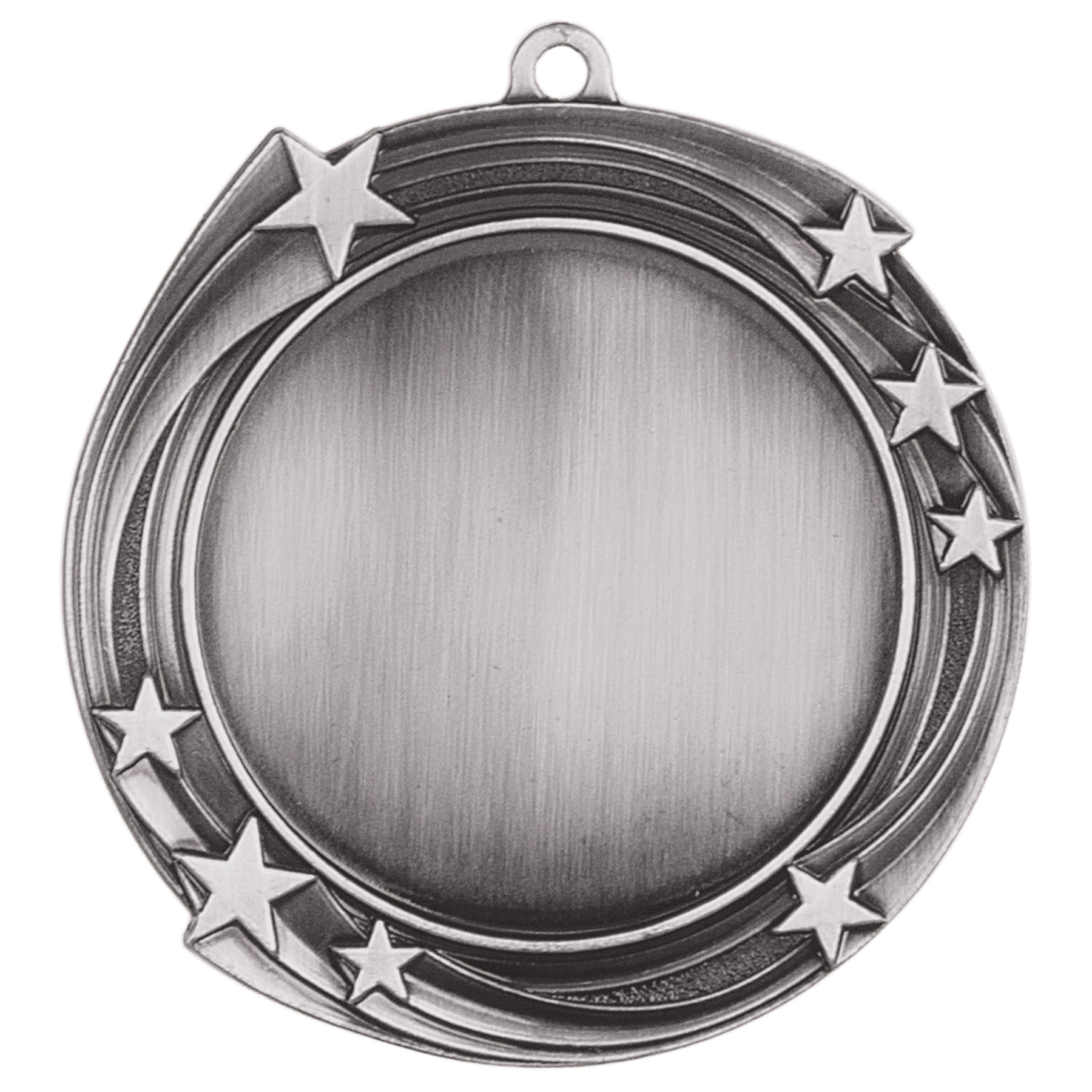 Antique Silver 2 3/4" Swirling Star 2" Insert Holder Medal
