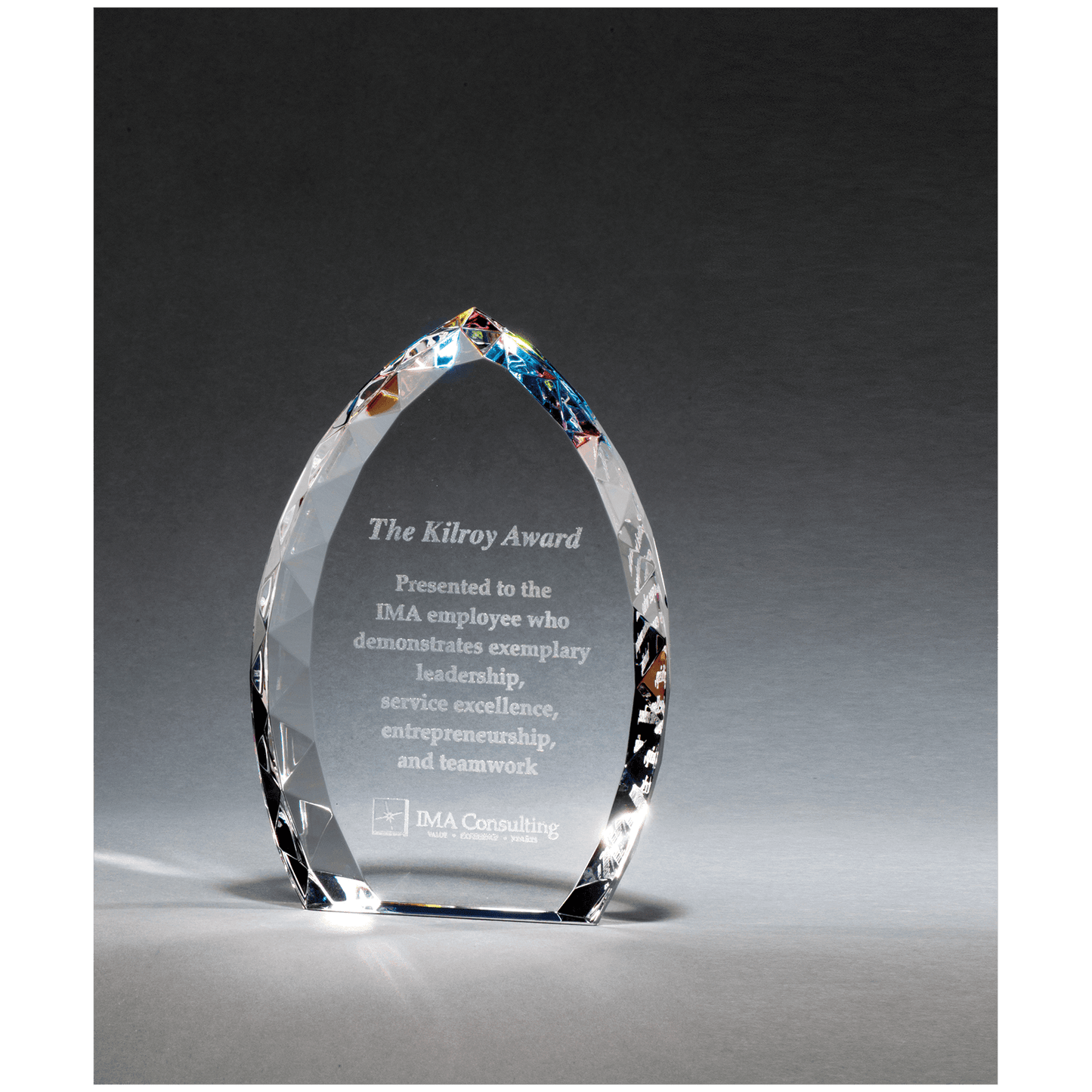 5" x 7" x 1 1/8" (Tapered) Crystal Flame with Jeweled Edge and Prism-Effect