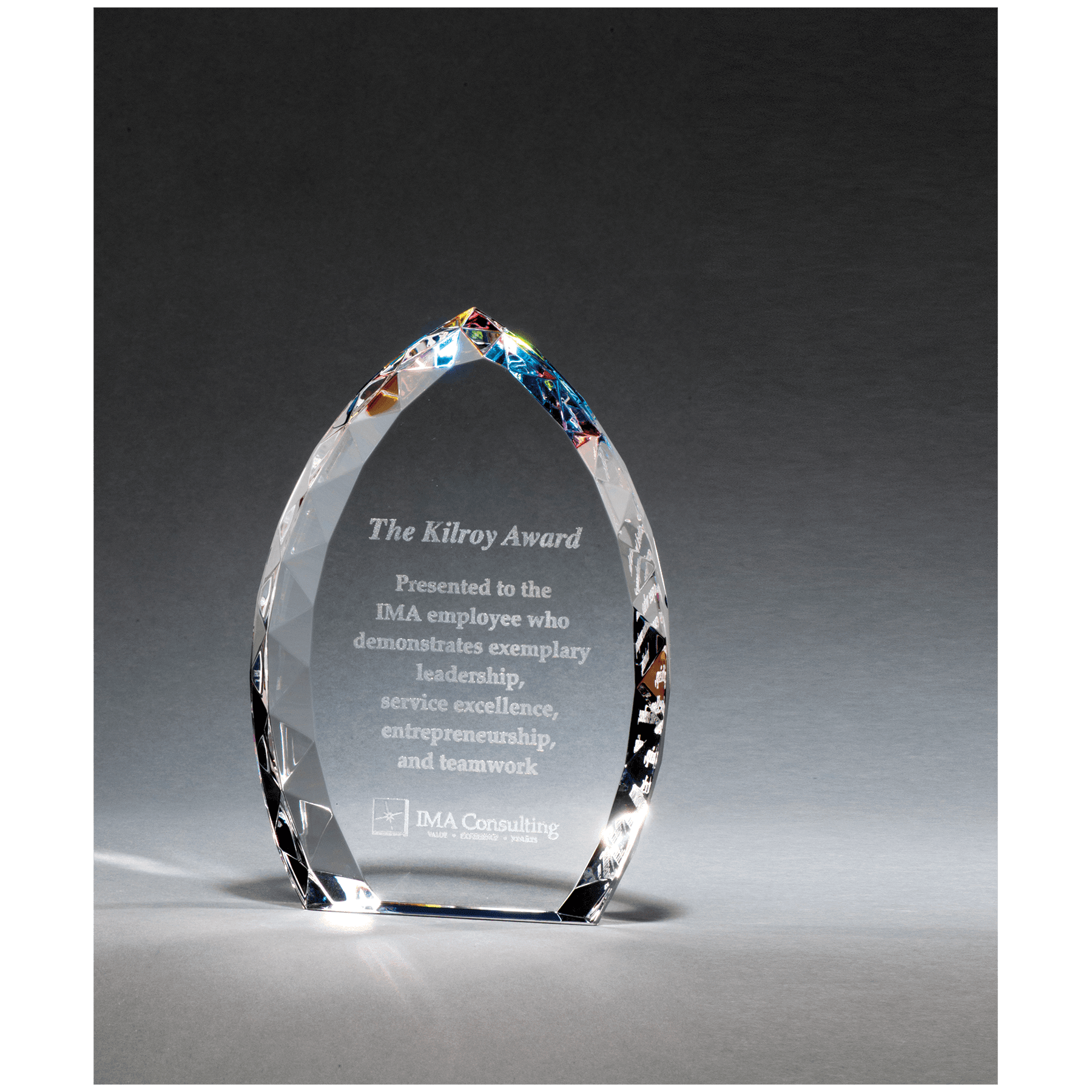 5" x 7" x 1 1/8" (Tapered) Crystal Flame with Jeweled Edge and Prism-Effect