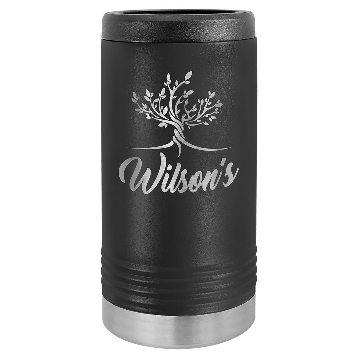 Black Laserable Leatherette Slim Beverage Holder