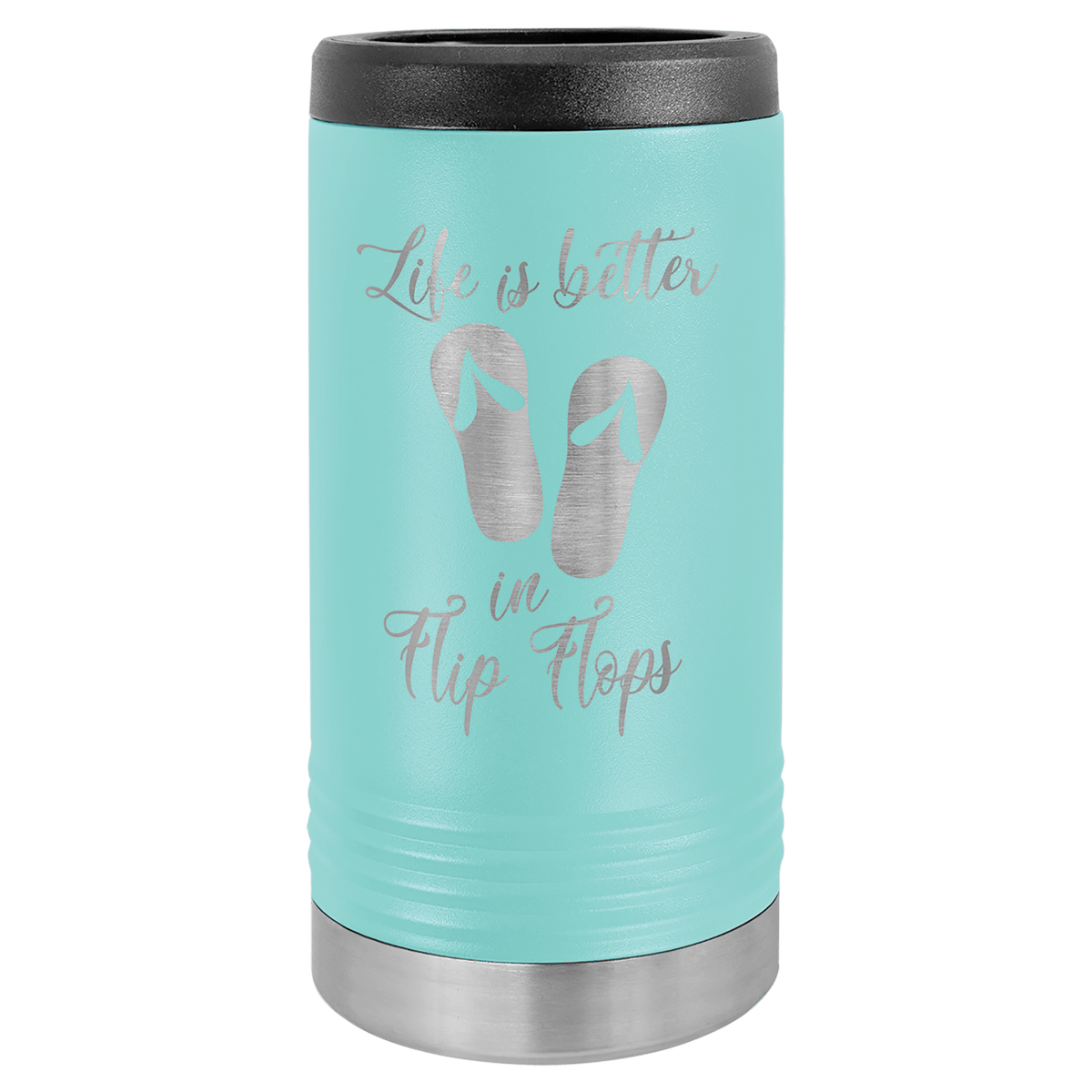 Teal Laserable Leatherette Slim Beverage Holder