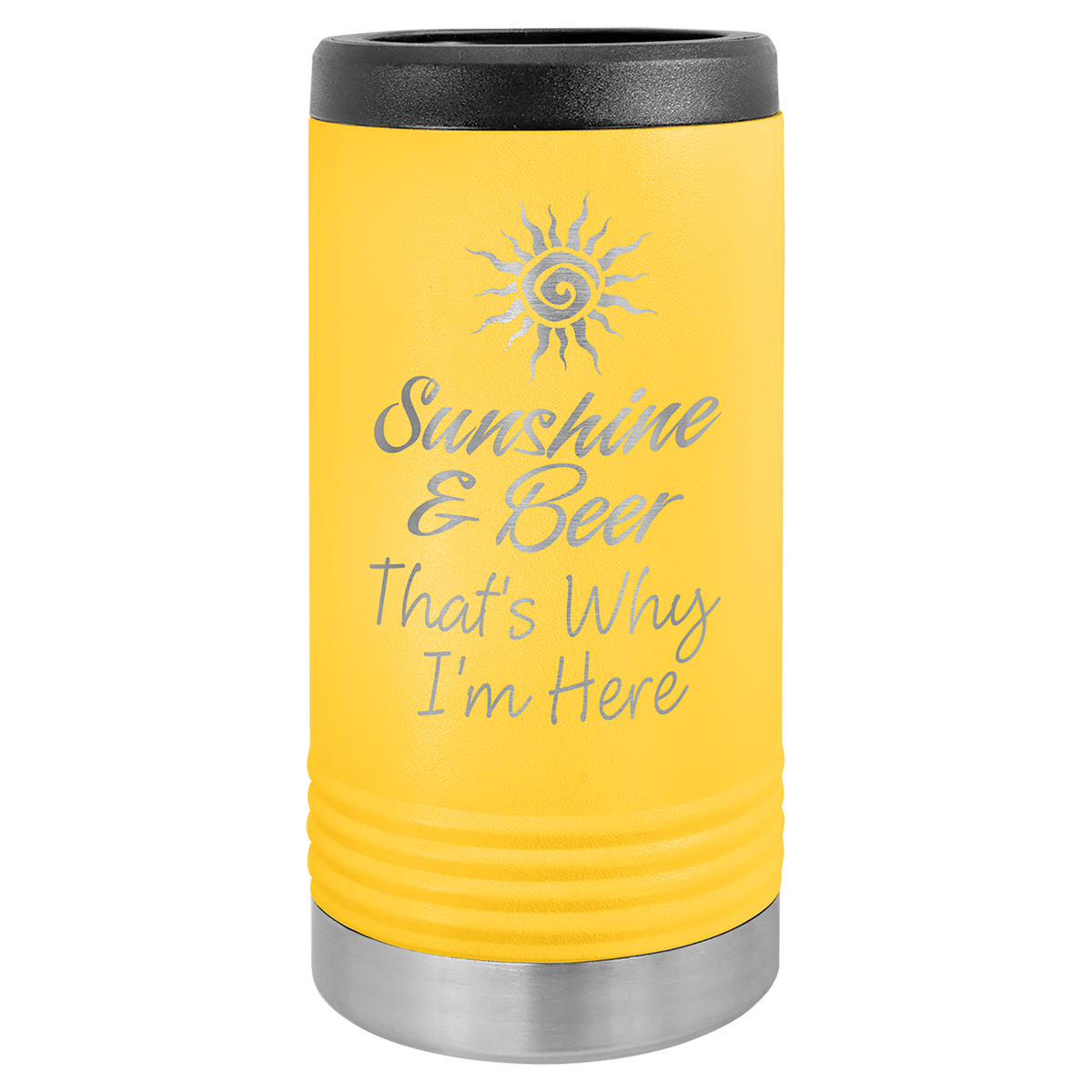 Yellow Laserable Leatherette Slim Beverage Holder