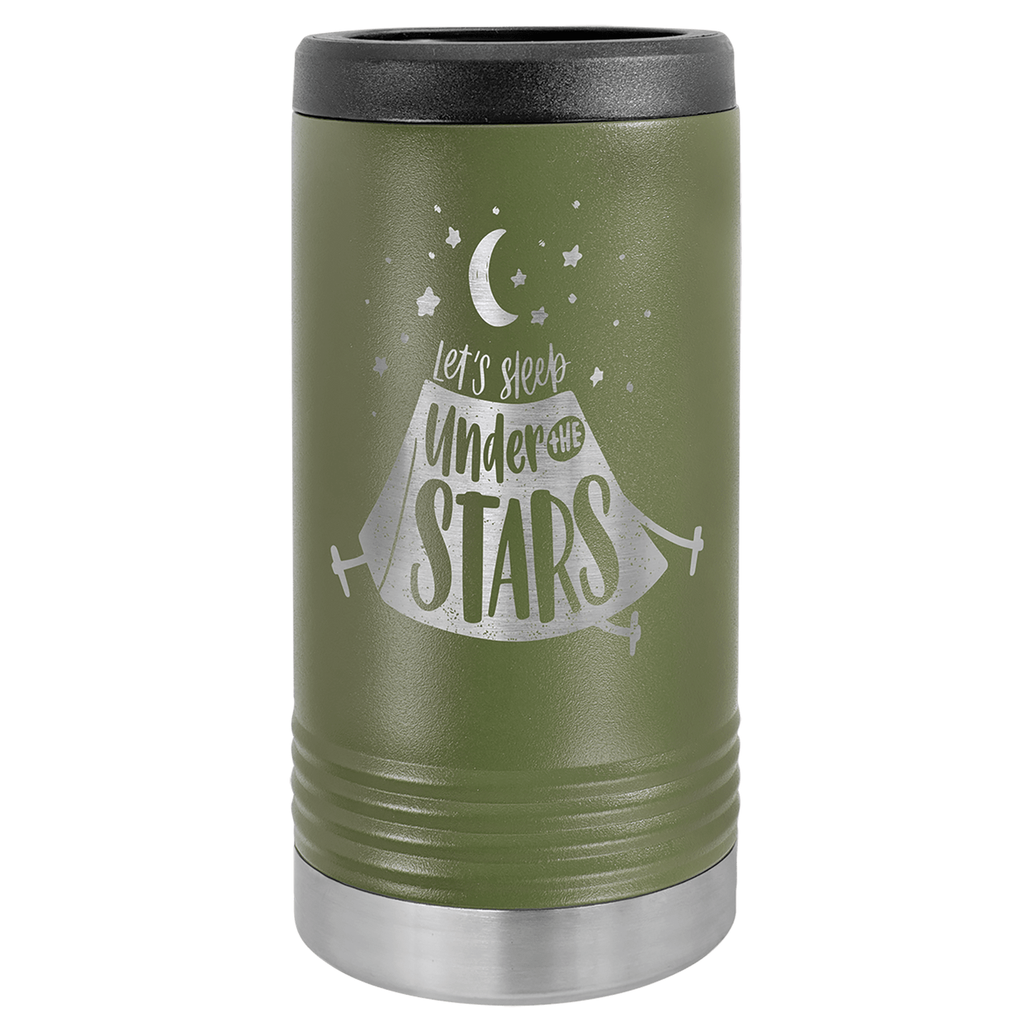 Green 2 Laserable Leatherette Slim Beverage Holder