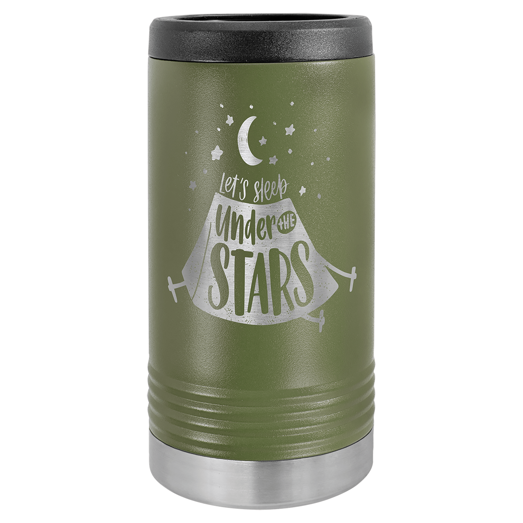 Green 2 Laserable Leatherette Slim Beverage Holder