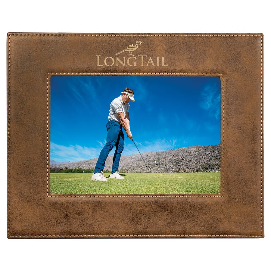 5" x 7" Rustic/Gold Laserable Leatherette Photo Frame