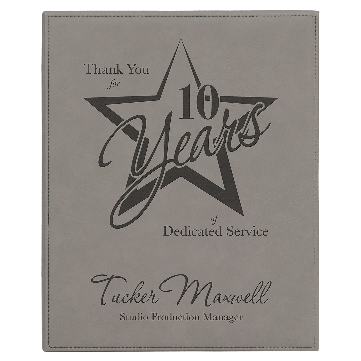 Gray 10 1/2" x 13" Laserable Leatherette Plaque