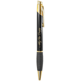 Gloss Black Brass Ballpoint Pen with Gripper