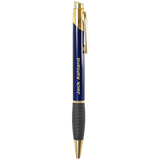 Gloss Blue Brass Ballpoint Pen with Gripper
