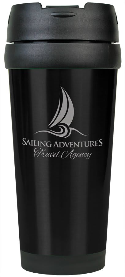 Black Laserable Stainless Steel 16 oz. Travel Mug without Handle