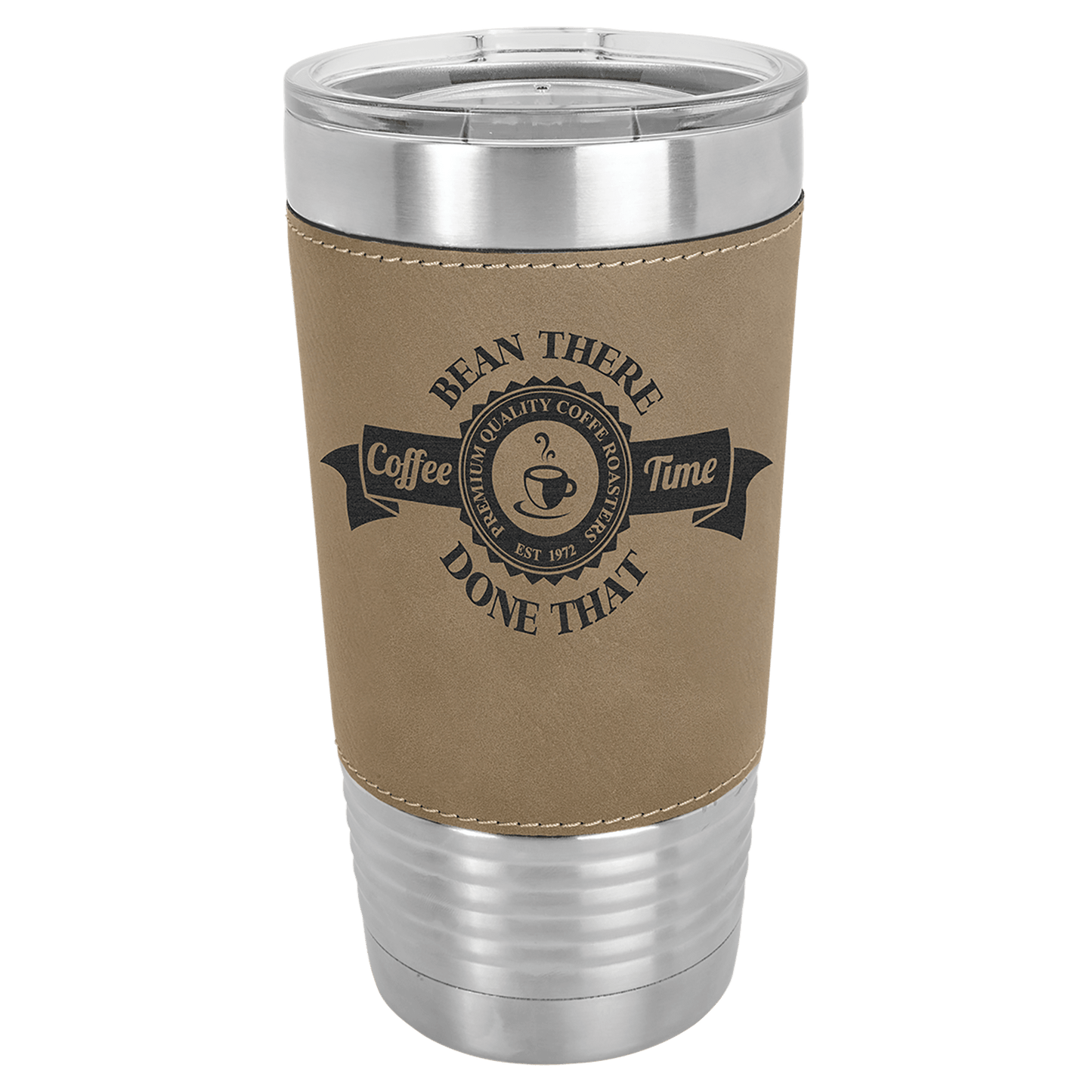 Light Brown Polar Camel 20 oz. Leatherette Tumbler with Slider Lid