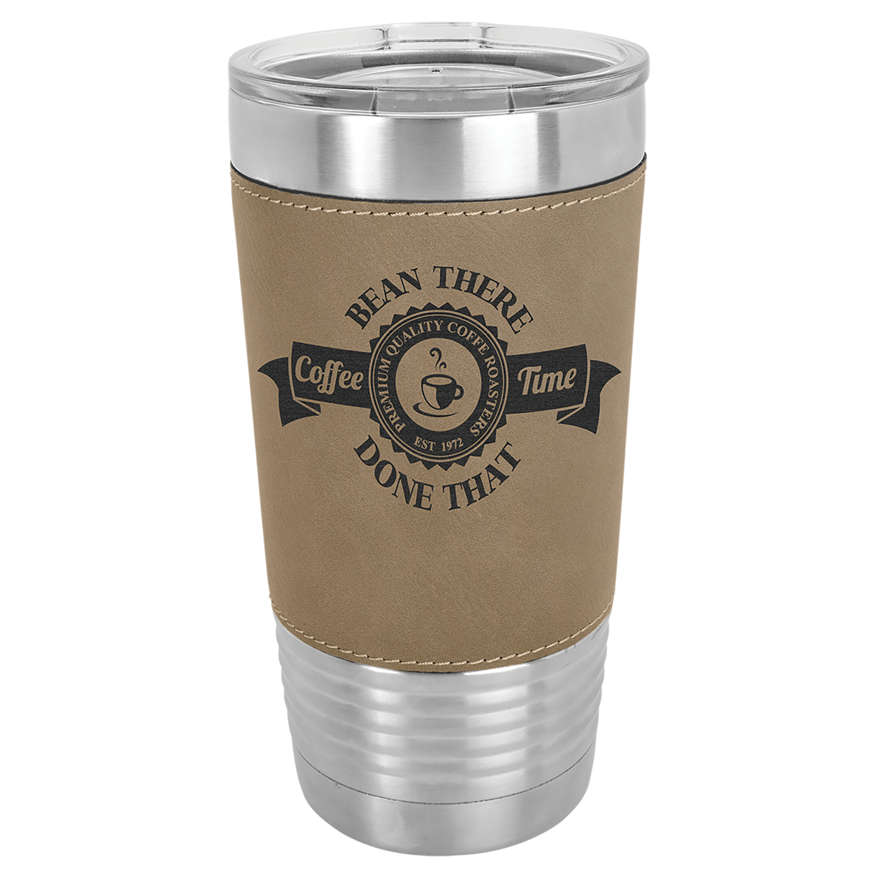 Light Brown Polar Camel 20 oz. Leatherette Tumbler with Slider Lid
