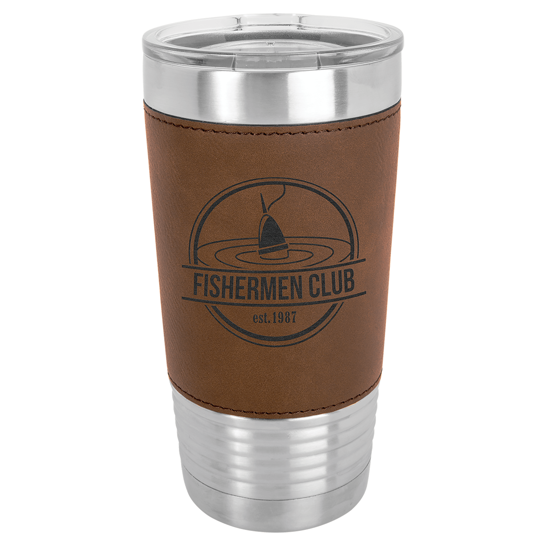 Dark Brown Polar Camel 20 oz. Leatherette Tumbler with Slider Lid