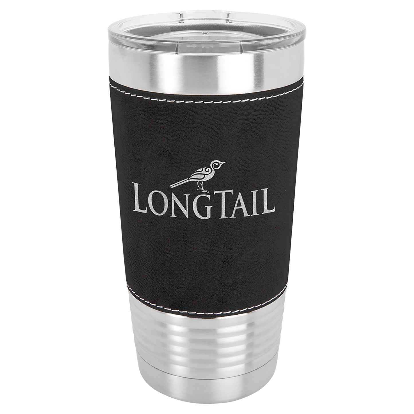 Black/Silver Polar Camel 20 oz. Leatherette Tumbler with Slider Lid