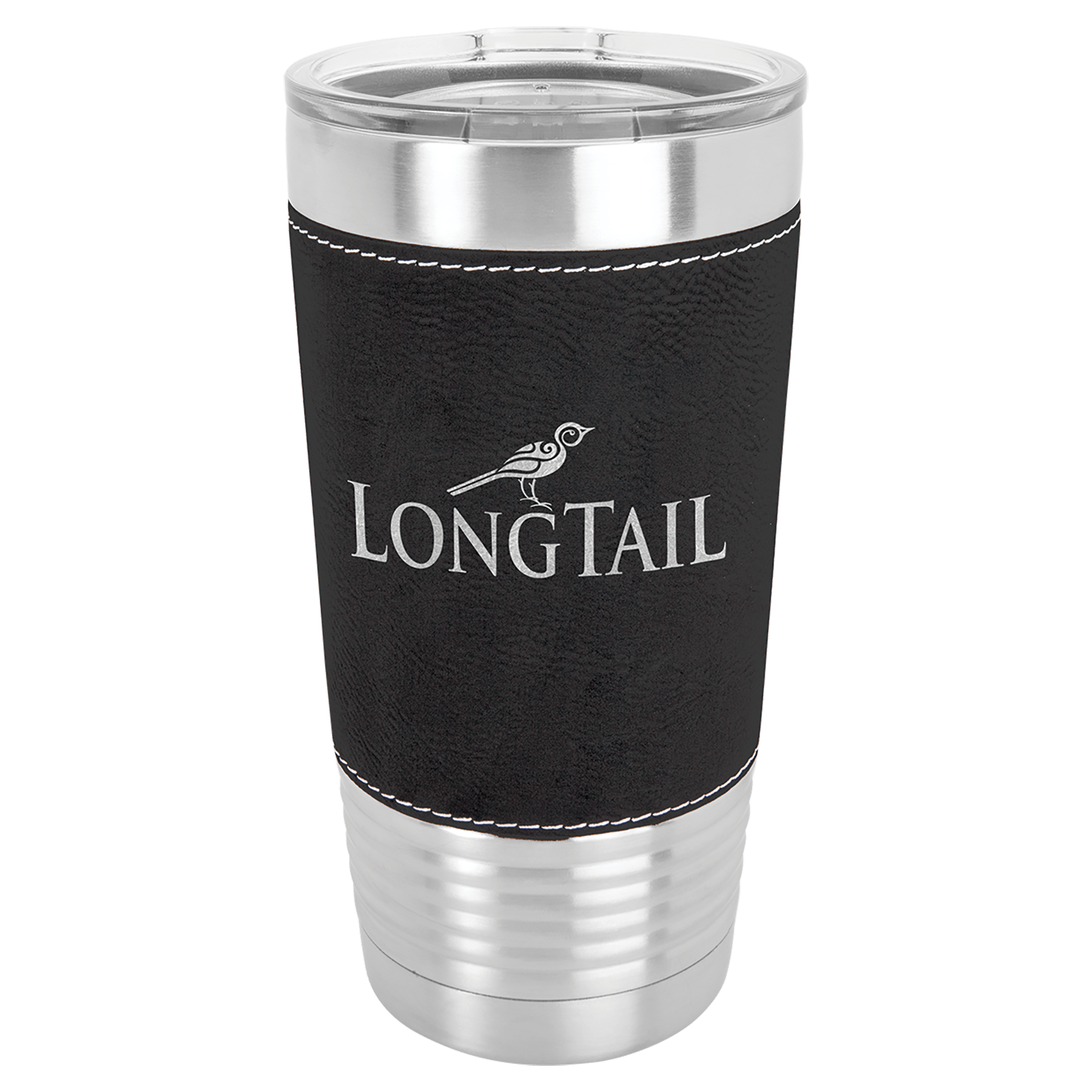Black/Silver Polar Camel 20 oz. Leatherette Tumbler with Slider Lid