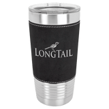Black/Silver Laserable Leatherette Tumbler with Clear Polar Camel 20 oz. Lid