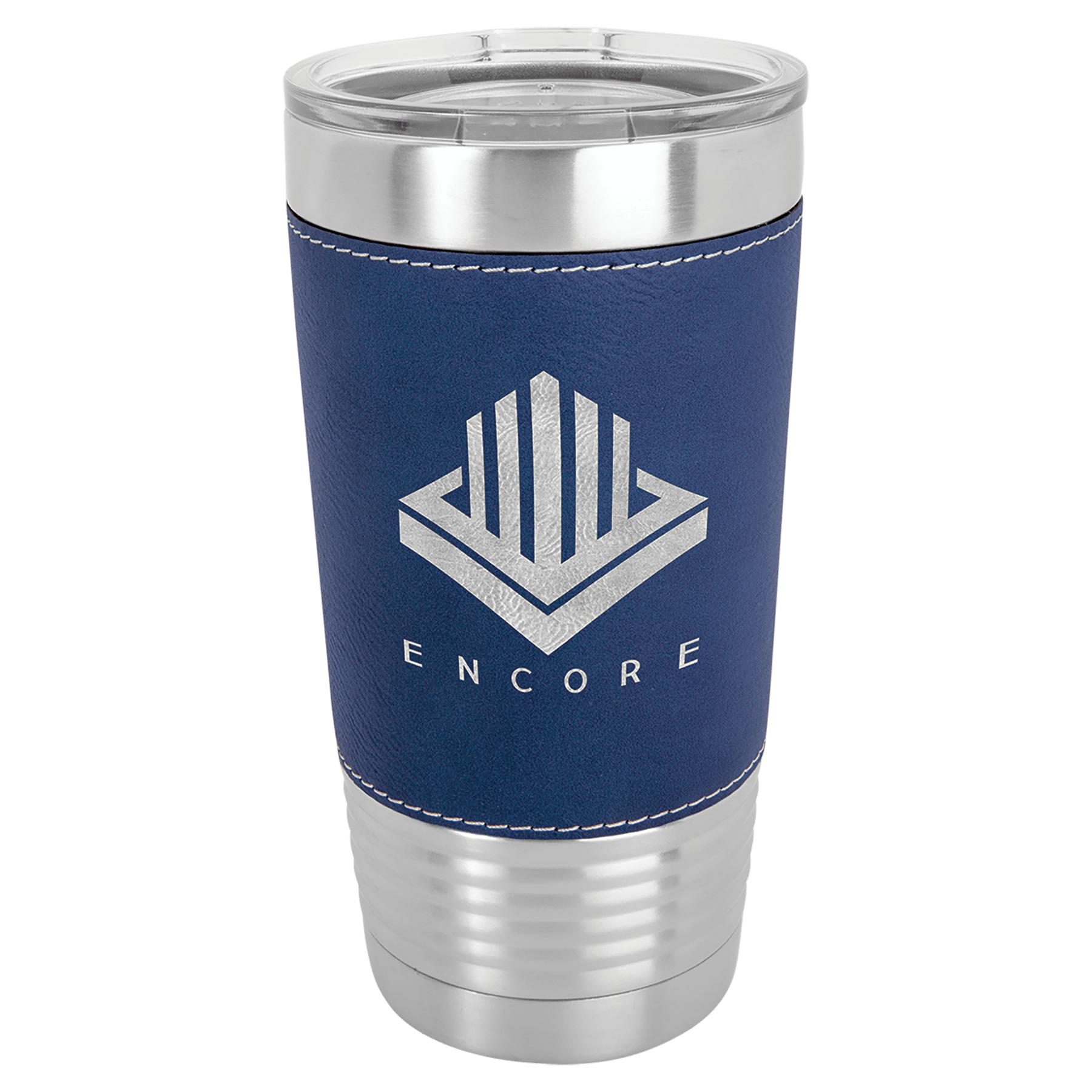 Blue/Silver Polar Camel 20 oz. Leatherette Tumbler with Slider Lid