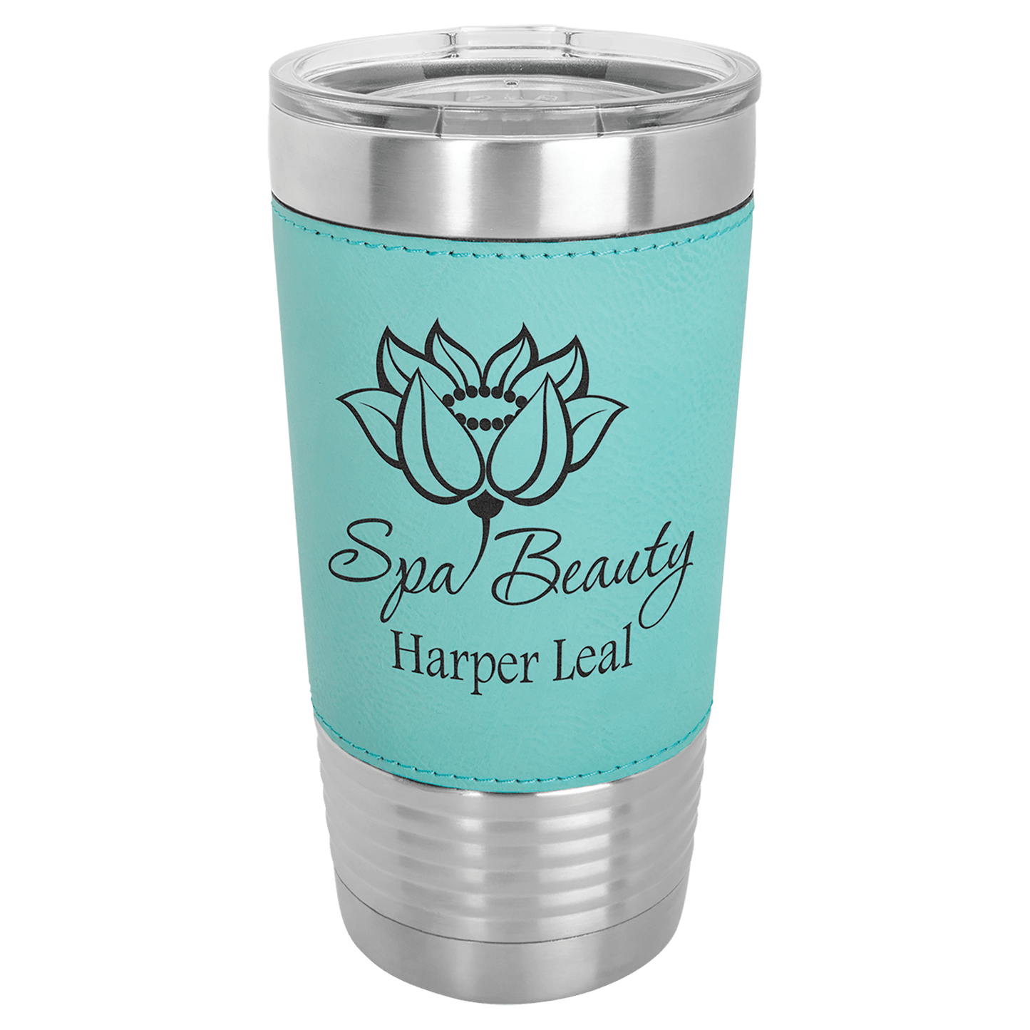 Teal Polar Camel 20 oz. Leatherette Tumbler with Slider Lid