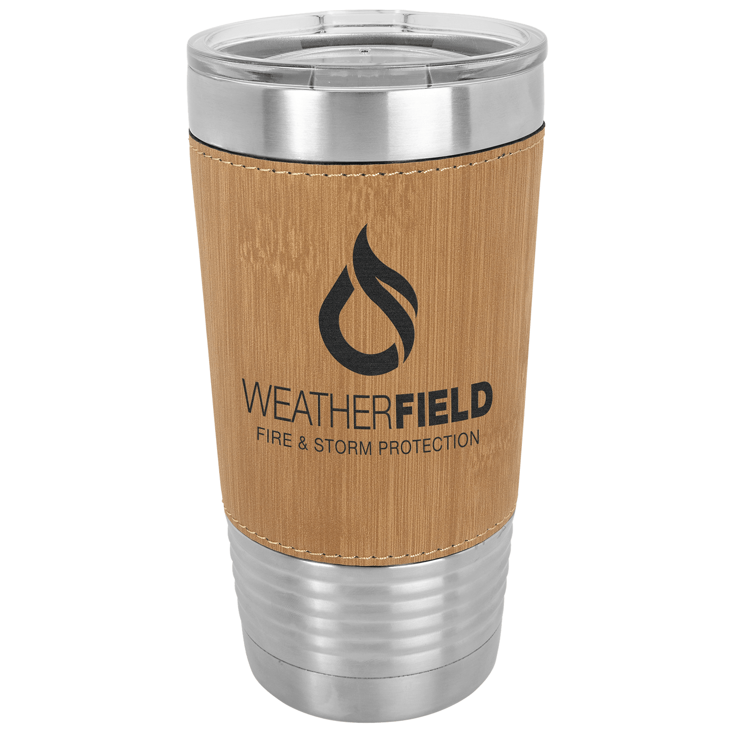 Bamboo Laserable Leatherette Polar Camel Tumbler with Clear Polar Camel 20 oz. Leatherette Tumbler with Slider Lid