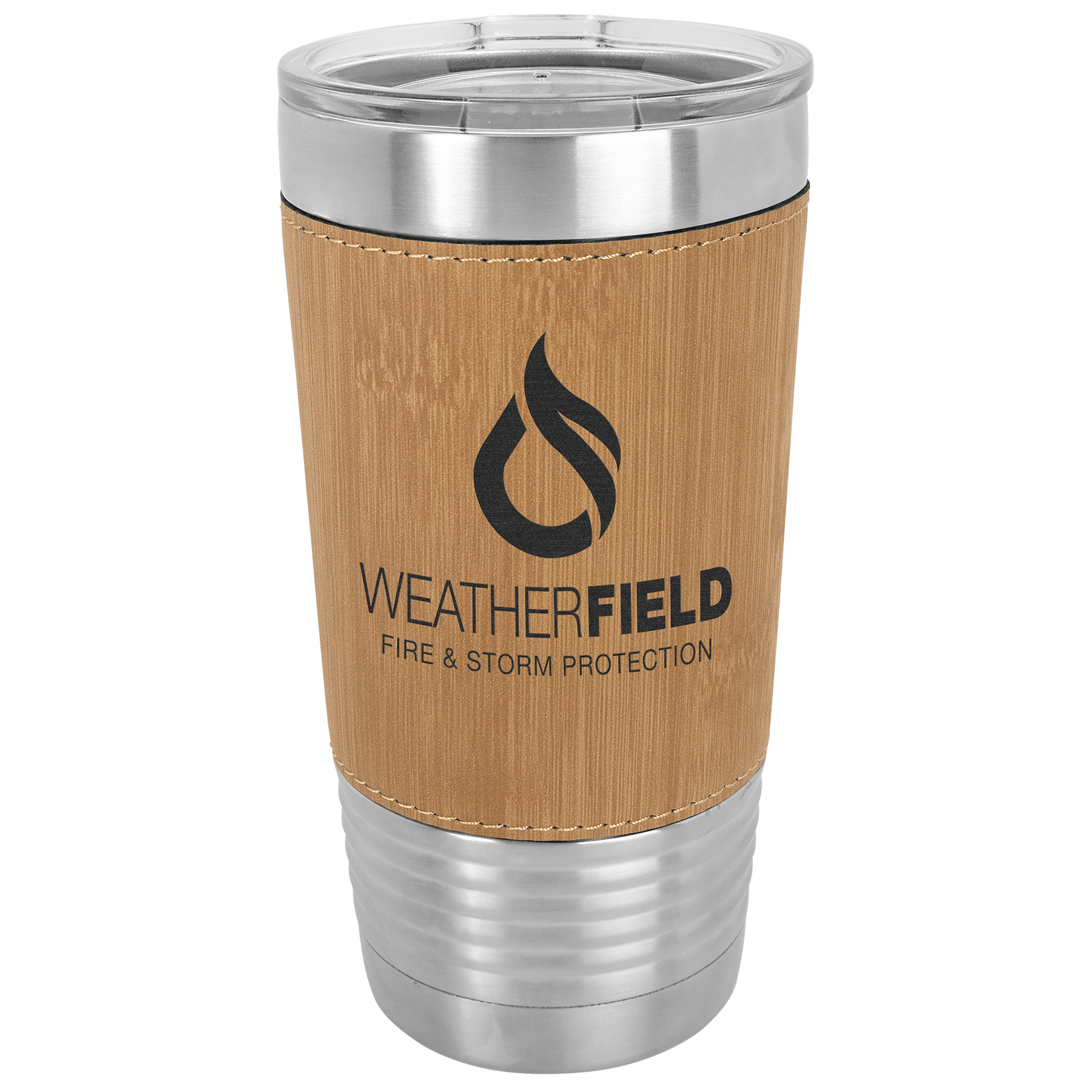 Bamboo Laserable Leatherette Polar Camel Tumbler with Clear Polar Camel 20 oz. Leatherette Tumbler with Slider Lid