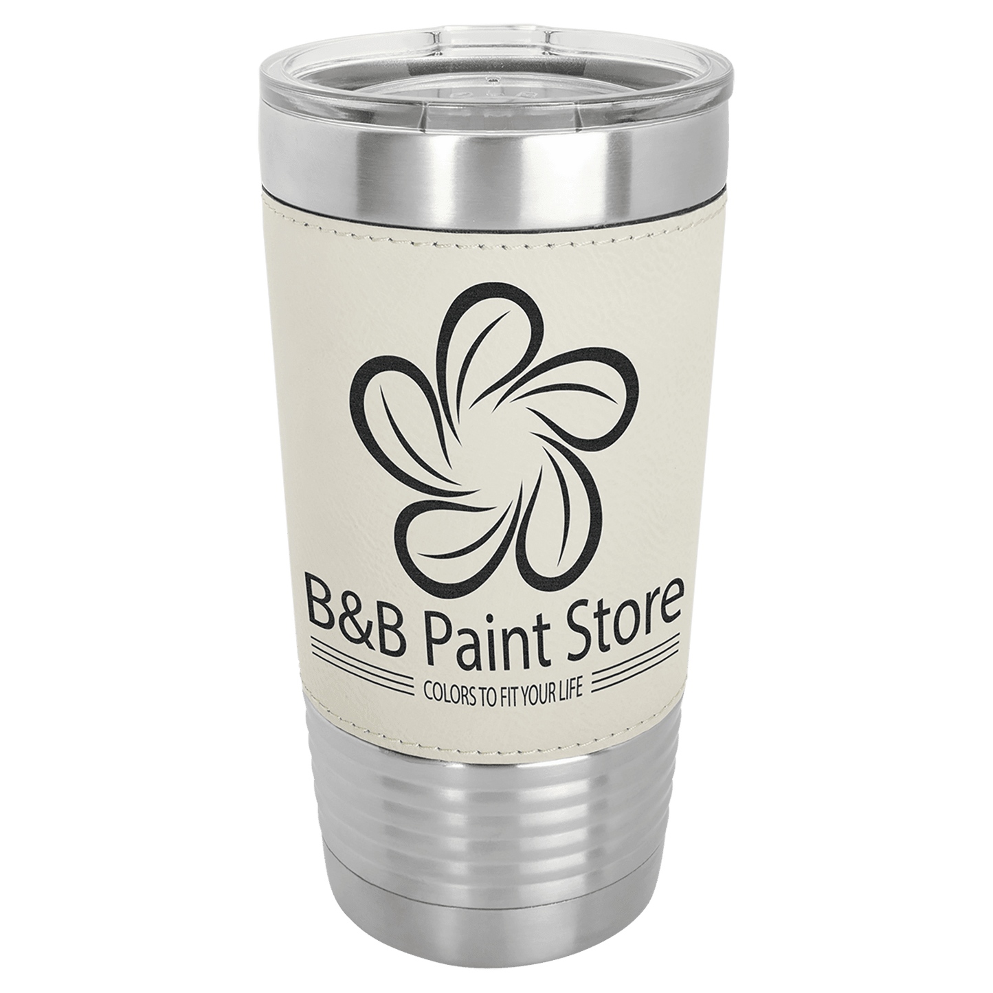 White/Black Polar Camel 20 oz. Leatherette Tumbler with Slider Lid