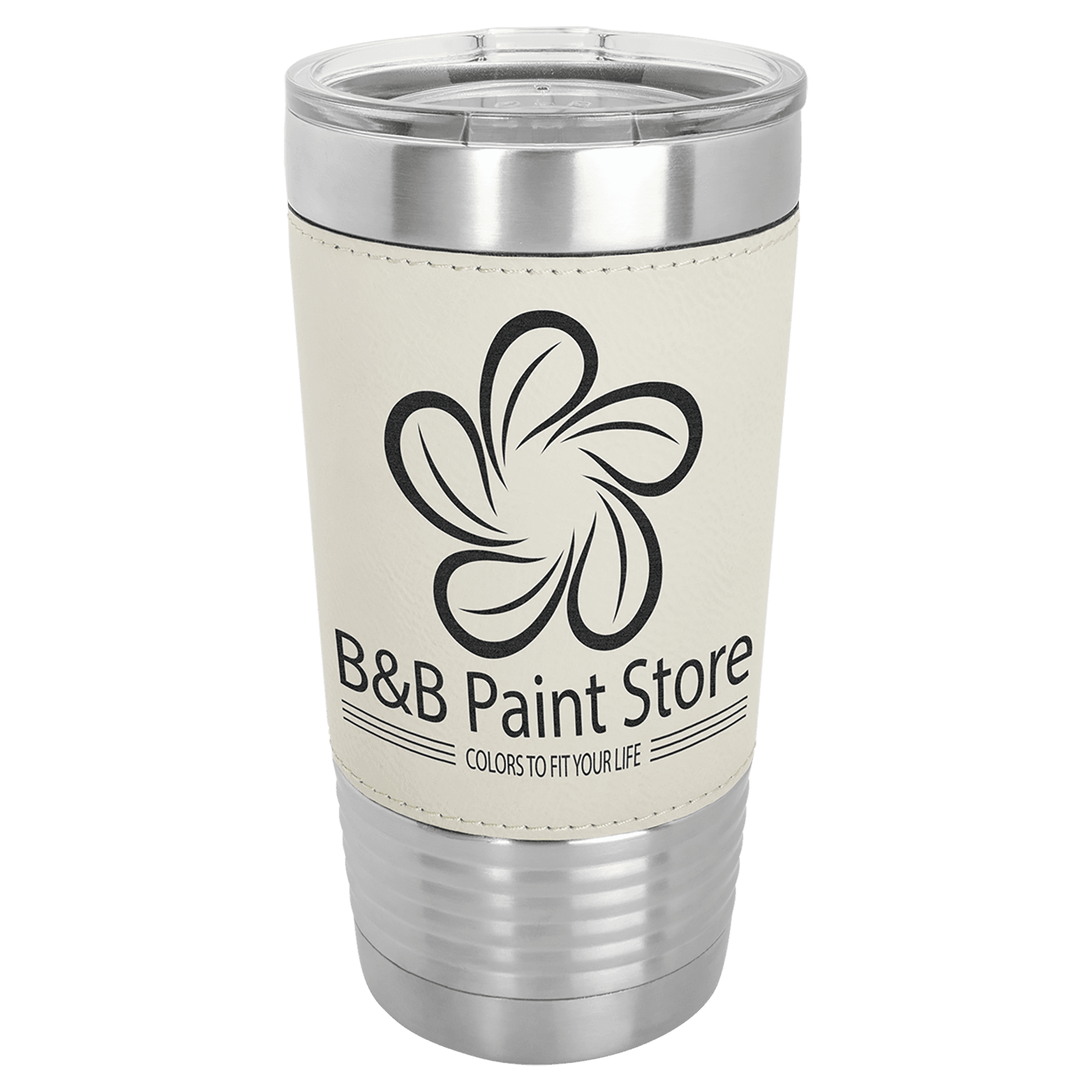 White/Black Polar Camel 20 oz. Leatherette Tumbler with Slider Lid