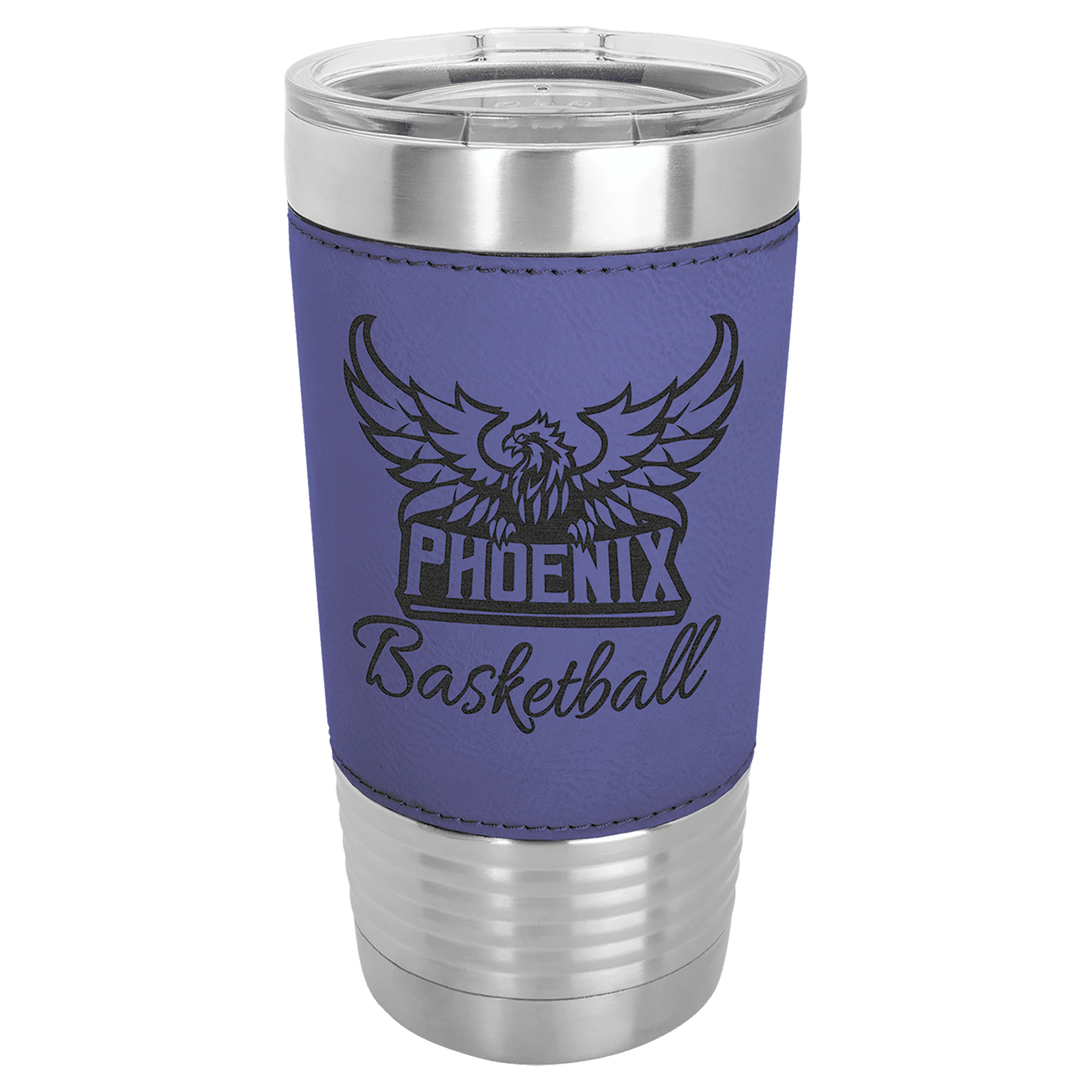 Purple/Black Polar Camel 20 oz. Leatherette Tumbler with Slider Lid
