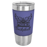 Purple/Black Laserable Leatherette Tumbler with Clear Polar Camel 20 oz. Lid