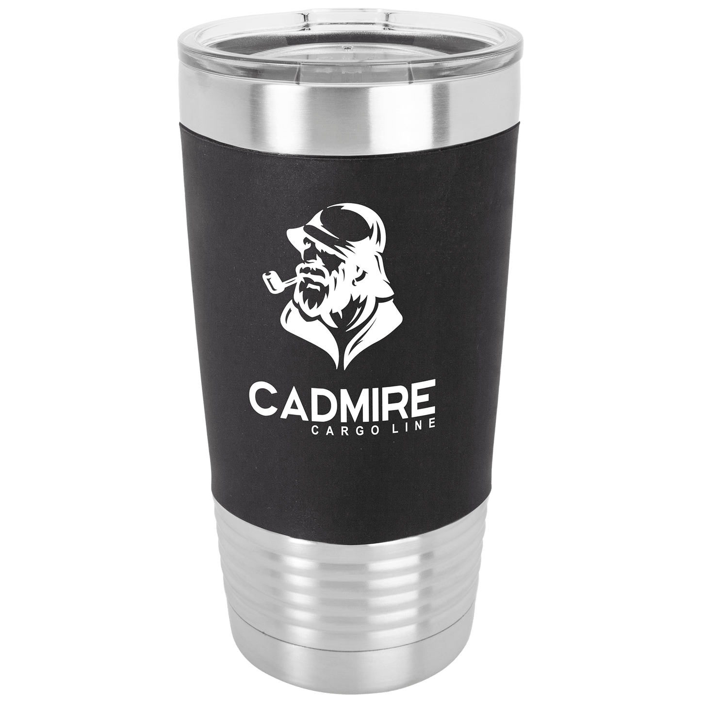 Black/White Polar Camel 20 oz. Tumbler with Silicone Grip and Clear Lid