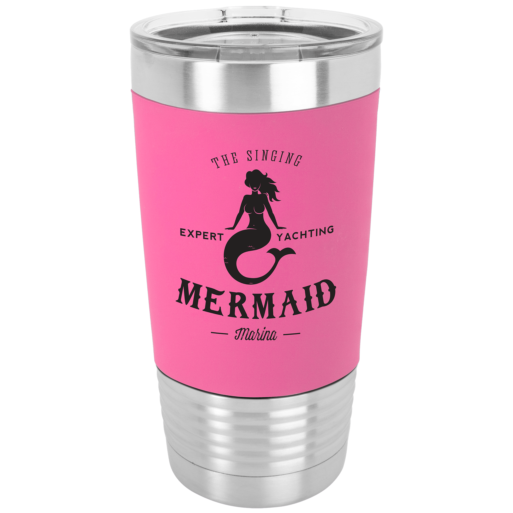 Pink/Black 20 oz. Polar Camel Tumbler with Silicone Grip and Clear Lid