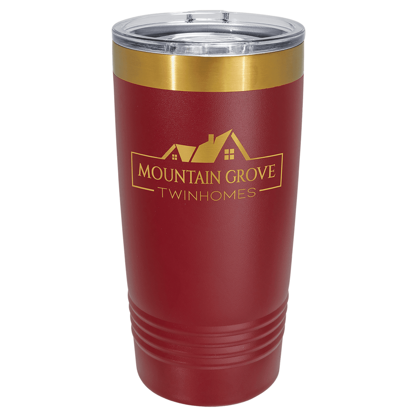 Polar Camel 20 oz. Maroon/Bright Gold ION-Plated Ringneck Tumbler with Slider Lid