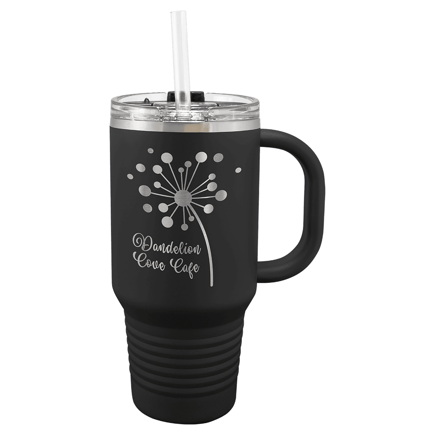Polar Camel 32 oz. Black Travel Mug with Snap Lid & Straw