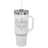 White Polar Camel 40 oz. Travel Mug with Snap Lid & Straw