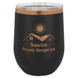 Black/Rose Gold Polar Camel 12 oz. Stemless Wine Tumbler