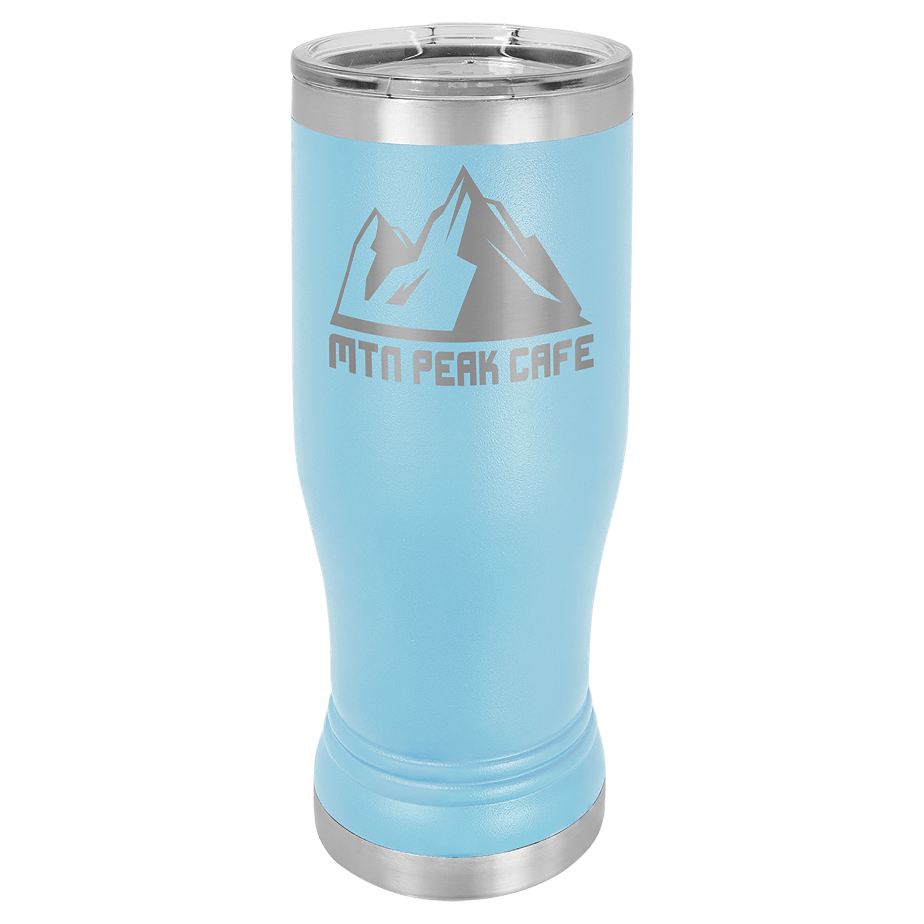 Light Blue 14oz. Polar Camel Pilsner with Clear Lid
