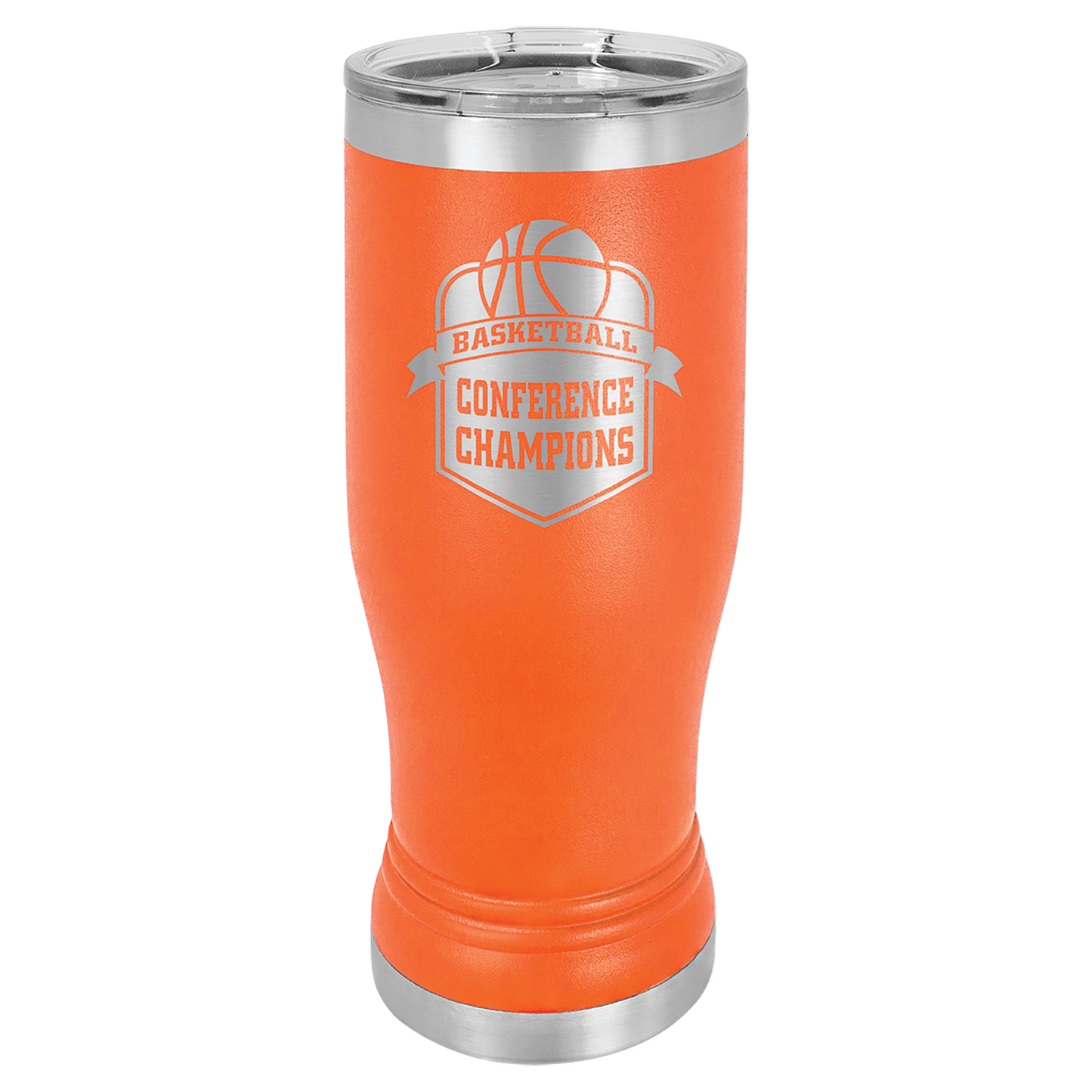 Orange 14 oz. Polar Camel Pilsner with Clear Lid