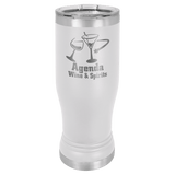 White 14 oz. Polar Camel Pilsner with Clear Lid