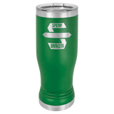 Green 14 oz. Polar Camel Pilsner with Clear Lid