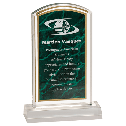 Green 4" x 7" Marbleized Acrylic with 5" Base