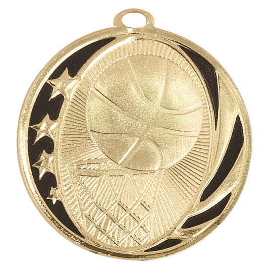 Bright Gold 2" Basketball Laserable MidNite Star Medal