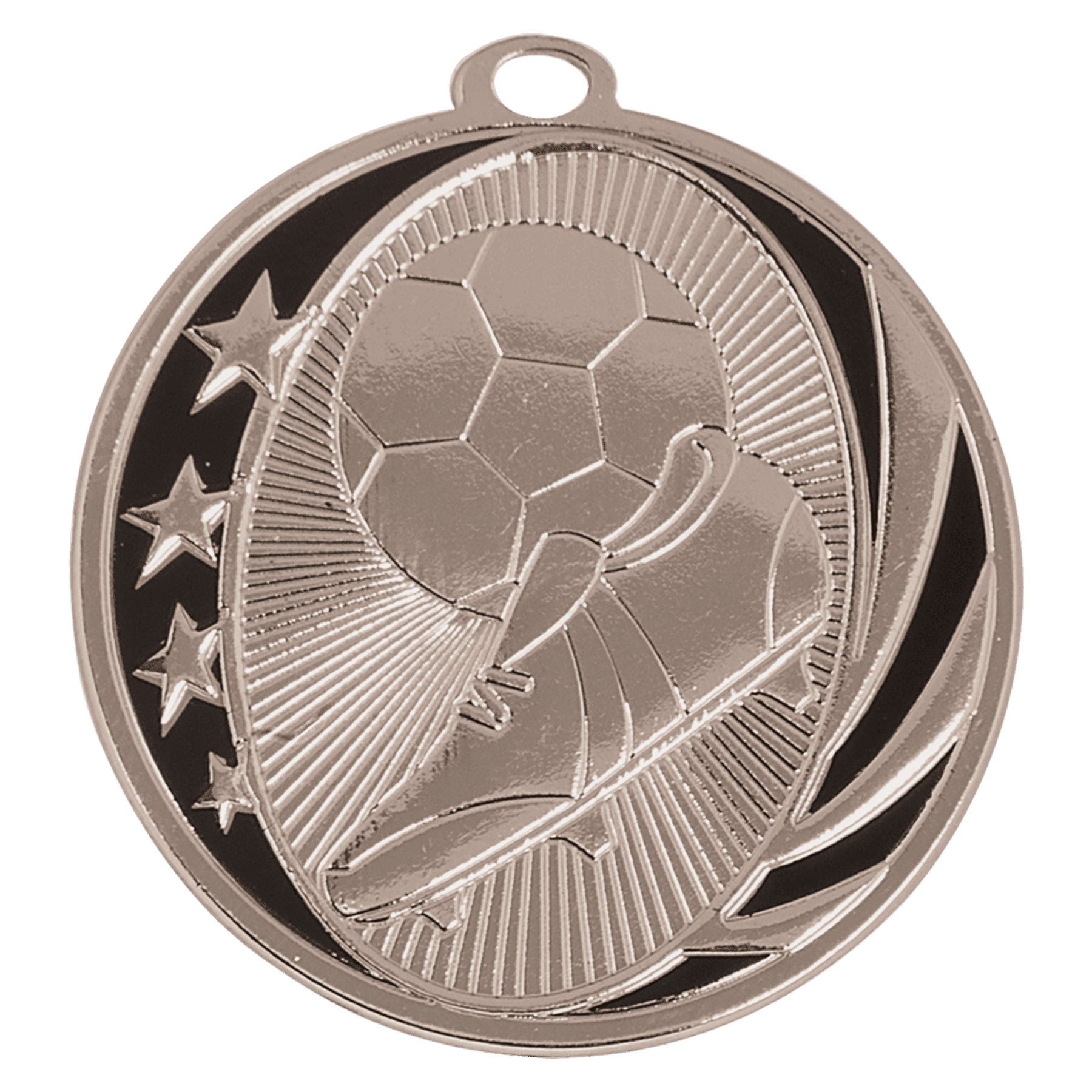 Bright Silver 2" Soccer Laserable MidNite Star Medal
