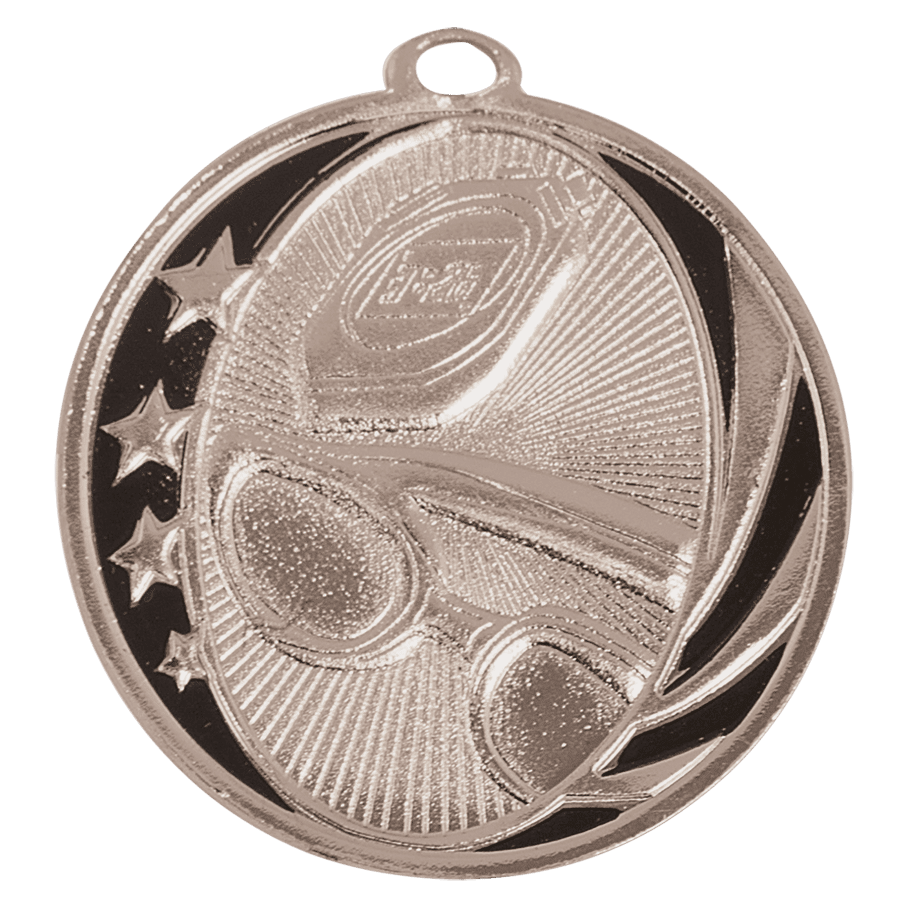 Bright Silver 2" Swimming Laserable MidNite Star Medal