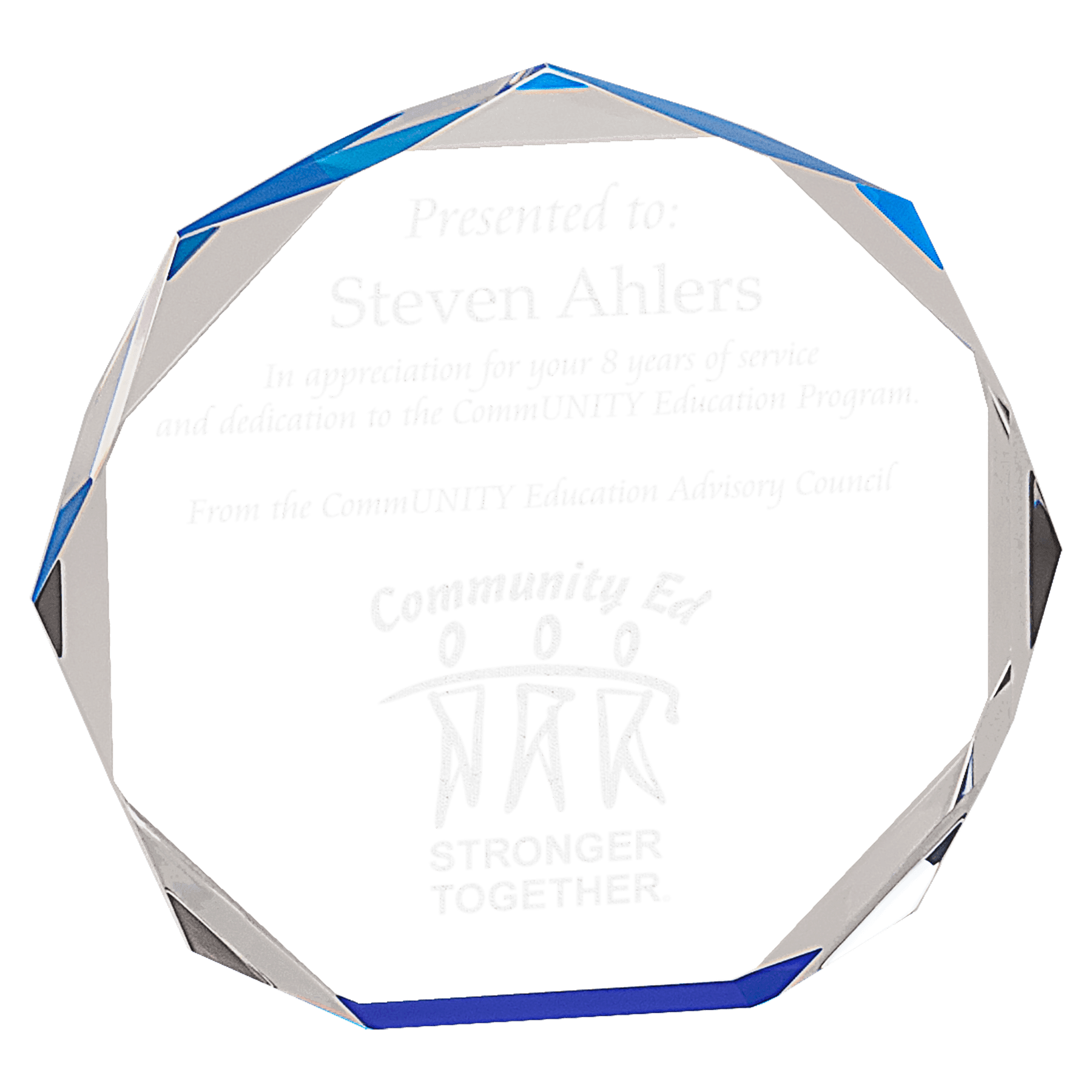 7" Blue Octagon Acrylic Award