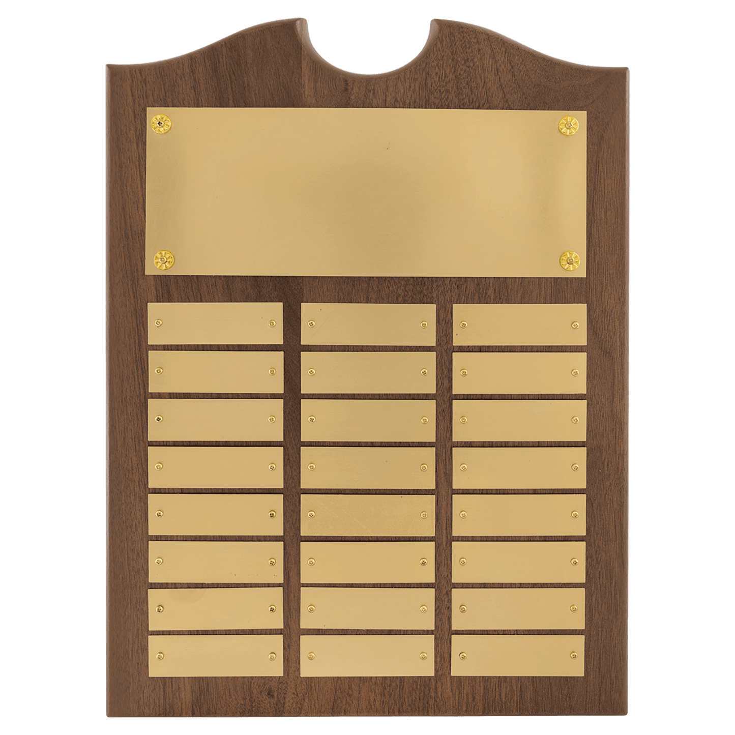 11" x 15"/Plates 7/8" x 2 3/4" American Walnut 24 Plate Perpetual Plaque with Brushed Brass Plates
