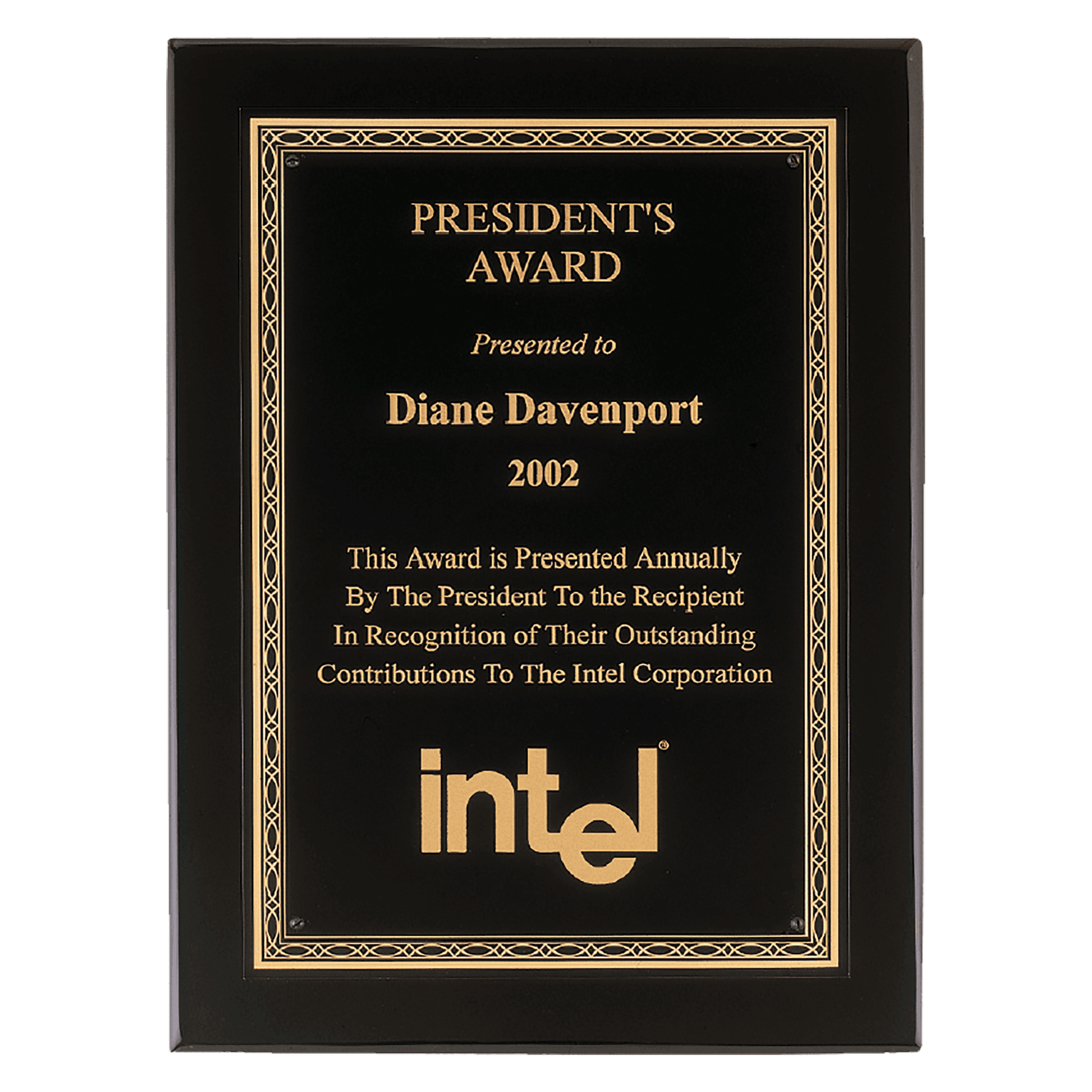Black Piano Finish Plaque with Gold Florentine Border Laserable Black Brass 9" x 12" Airflyte Premium Plate