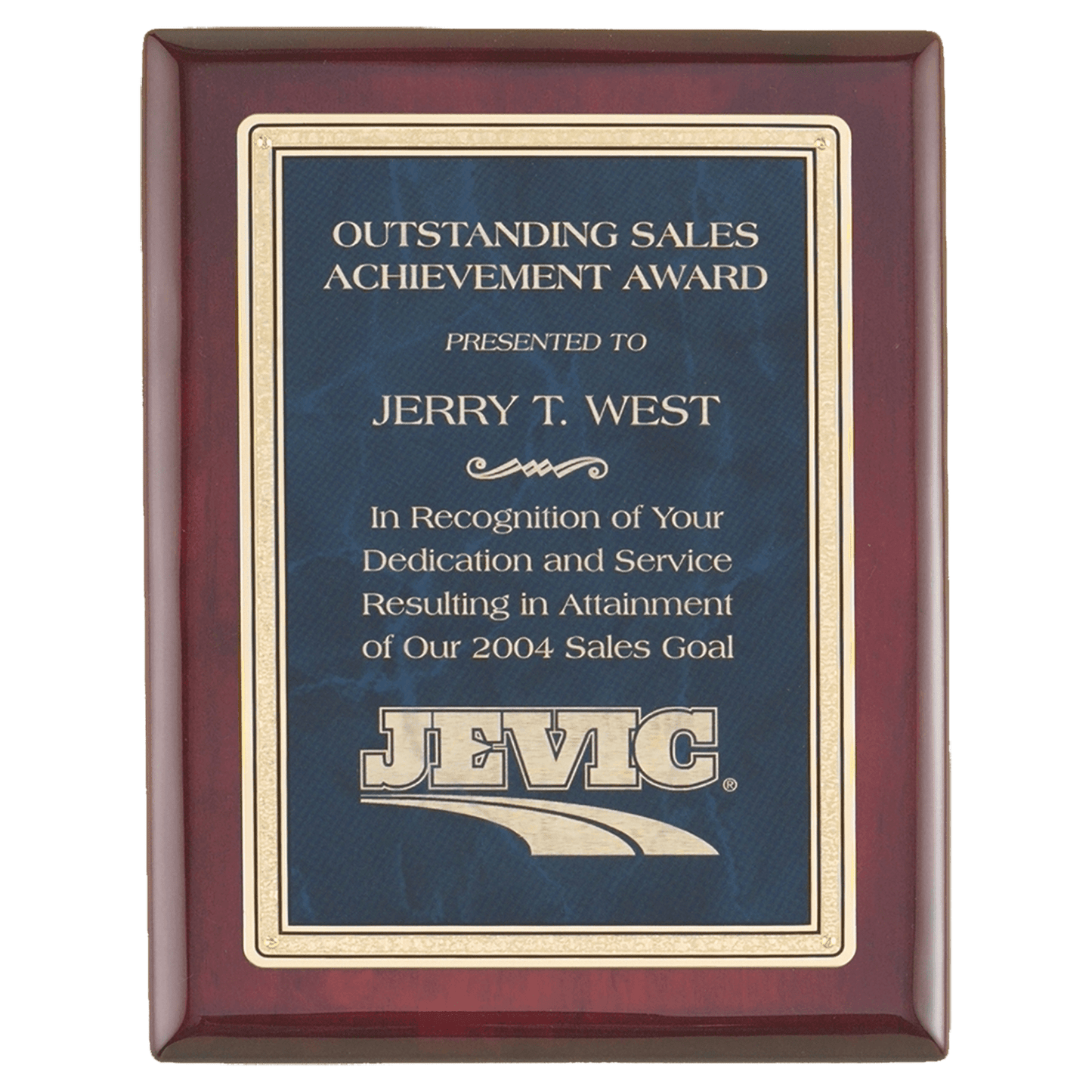 Rosewood Piano Finish Plaque with a Sapphire Marble/Gold 9" x 12" Florentine Design LaserFX Plate