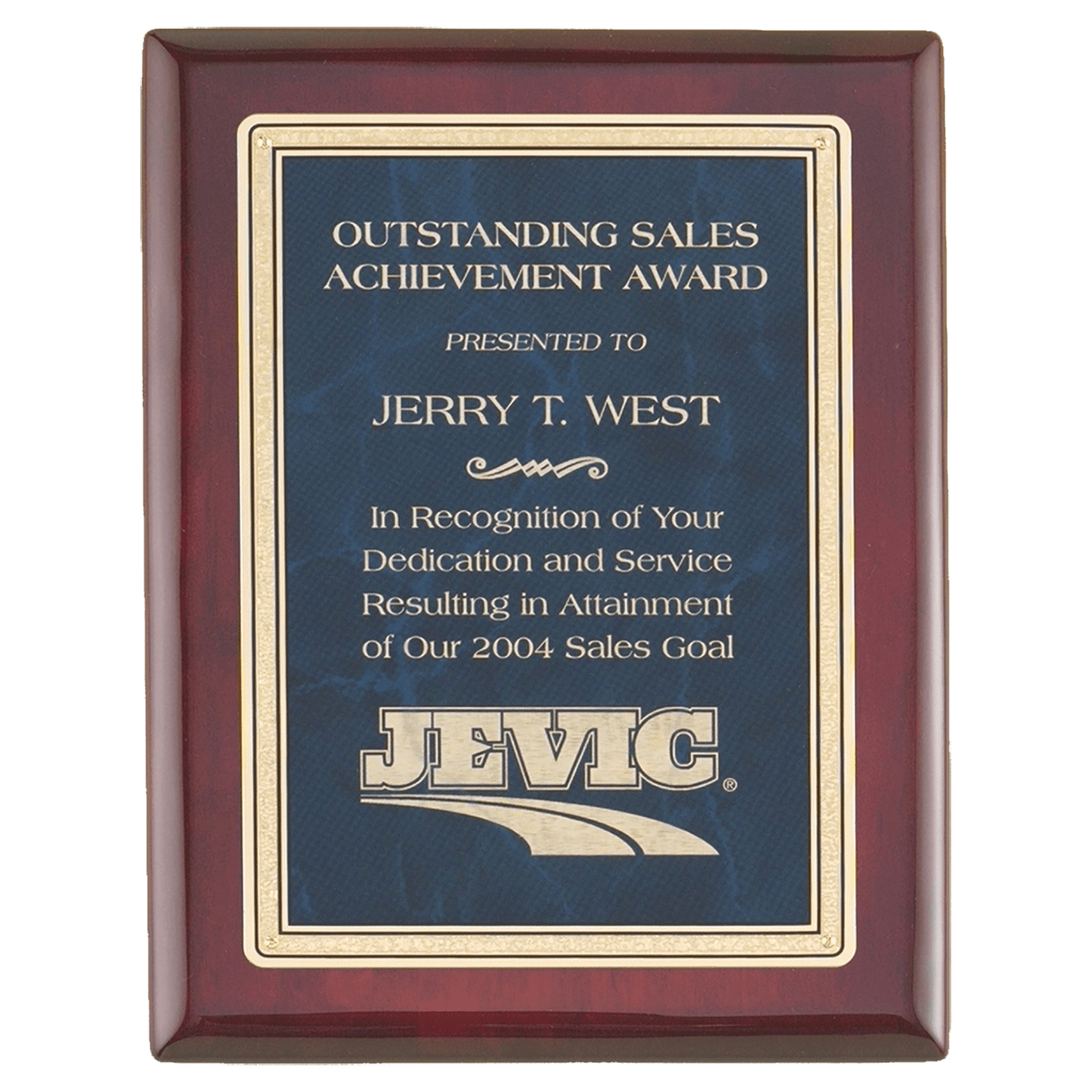 Rosewood Piano Finish Plaque with a Sapphire Marble/Gold 9" x 12" Florentine Design LaserFX Plate