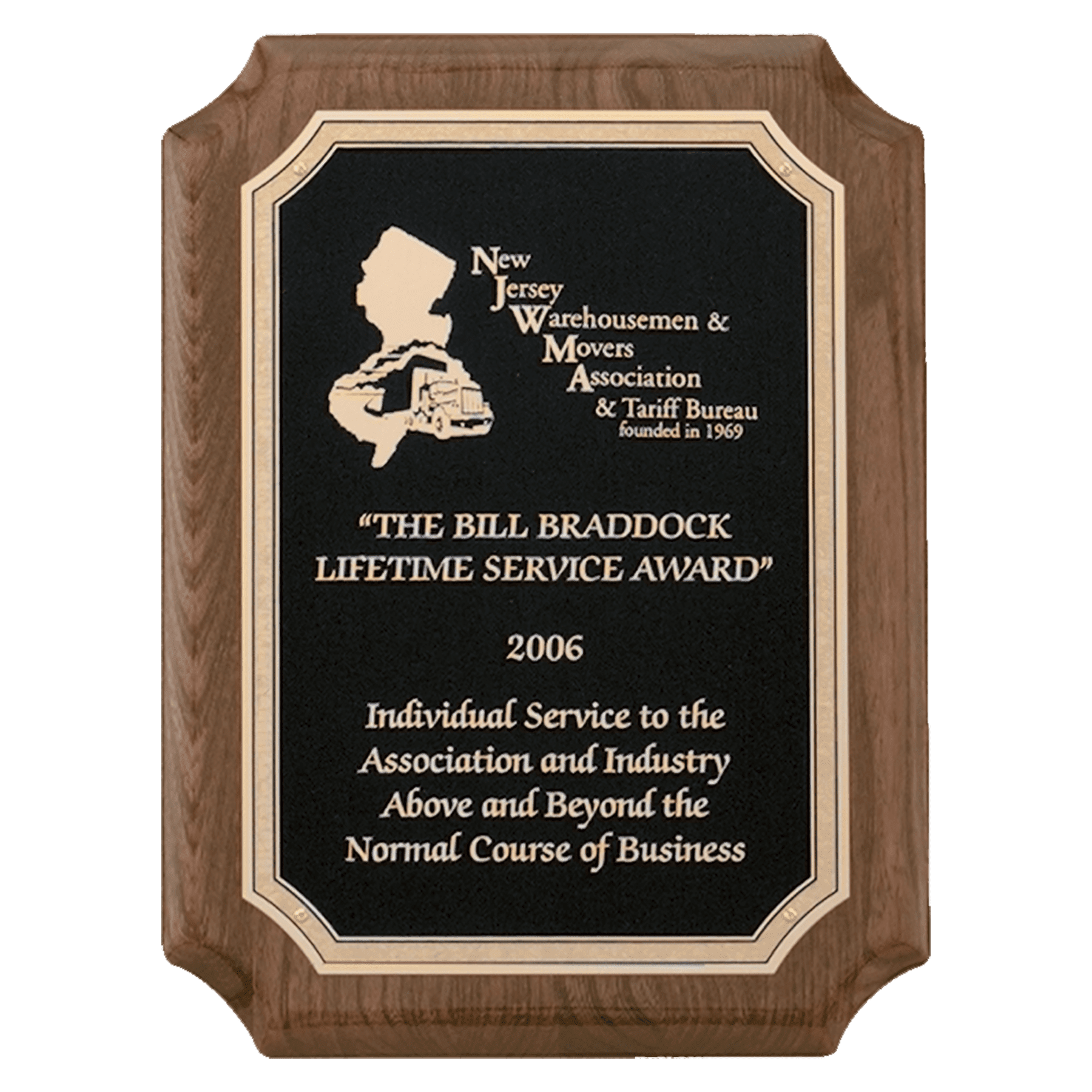 Walnut Piano Finish Plaque with Gold Florentine Border Textured Black 8" x 10 1/2" Airflyte Premium LaserFX Plate