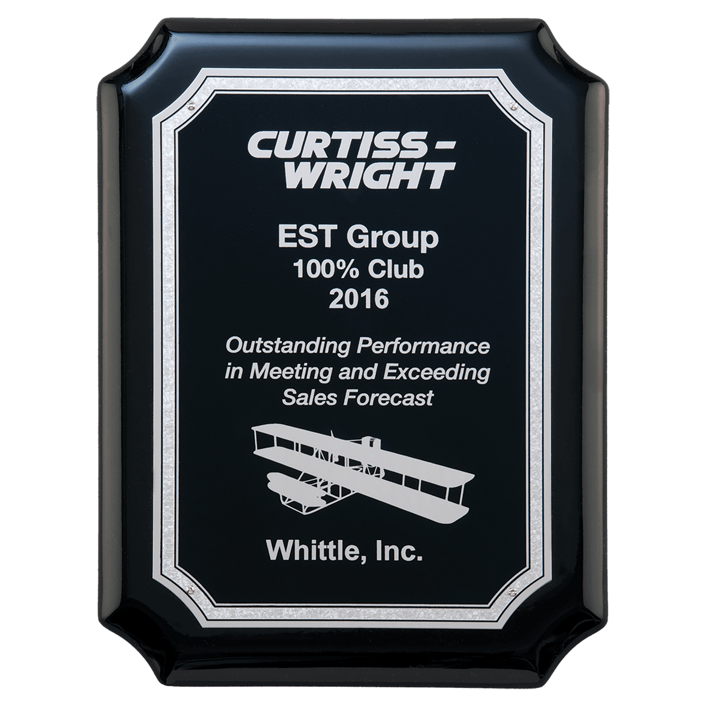 9" X 12" Black High Gloss Plaque with Black Silver Florentine Border Laserable Aluminum Plate